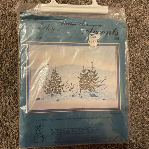 Crewel by Cathy Other - Winter Pines Holiday Cross Stitch Kit - Blue